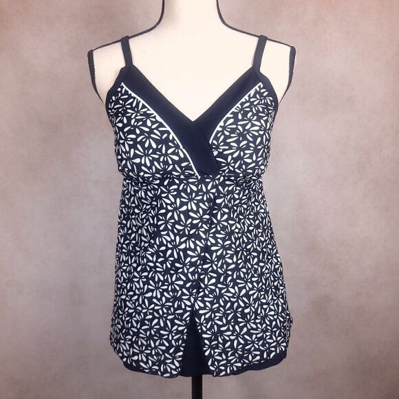 Maxine Of Hollywood Black and White Tankini Swim Top Size 10 - Picture 1 of 9